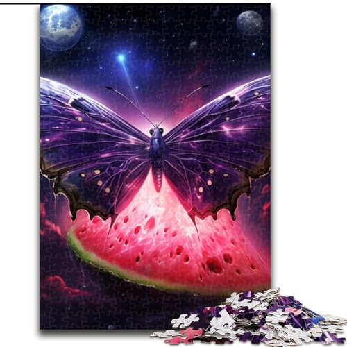 Puzzle 1000 Teile, Galaxie-Schmetterlings-Puzzle aus Holz, Eltern, Partner, Freunde – Alter ab 10 Jahren, 1000 Teile(50x75cm) von XHAXING