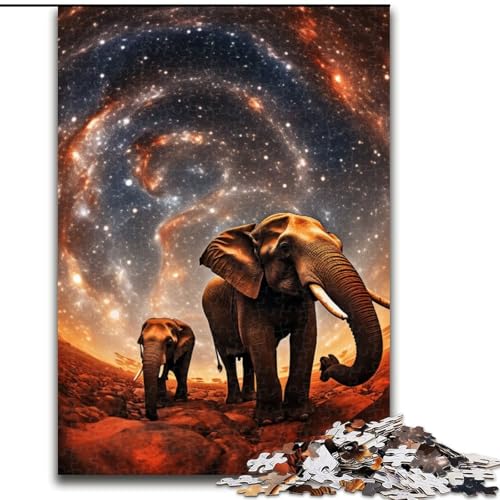 Puzzle 1000 Teile, Galaxien-Elefanten-Puzzle aus Holz, Eltern, Partner, Freunde – Alter ab 10 Jahren, 1000 Teile(50x75cm) von XHAXING