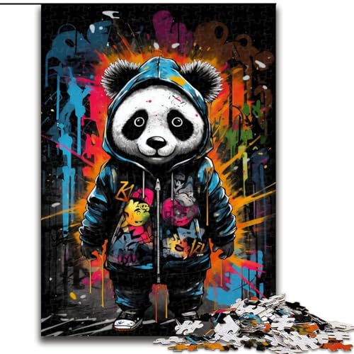 Puzzle 1000 Teile, Graffiti-Kunst-Panda-Puzzle aus Holz, Eltern, Liebhaber, Freunde – Alter ab 10 Jahren, 1000 Teile(50x75cm) von XHAXING