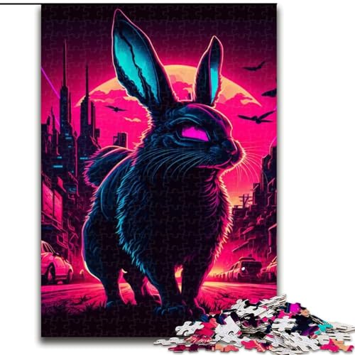 Puzzle 1000 Teile, Hase, dunkle Kunst, Puzzles aus Holz, Weihnachten, Halloween, Ostern, Neujahr, 1000 Teile(50x75cm) von XHAXING