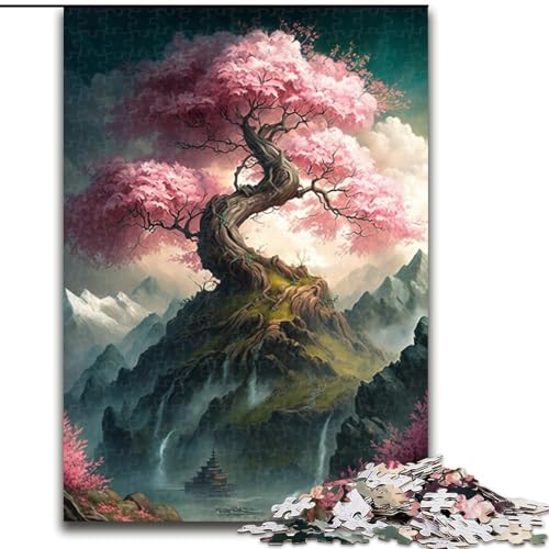 Puzzle 1000 Teile, Japanisches Kirschblüten-Puzzle aus Pappe, kompliziertes Design für Teenager, DIY-Dekor und gehirnfördernder Spaß, 1000 Teile(26x38cm) von XHAXING