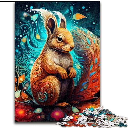 Puzzle 1000 Teile, Jigsaw Art, süßes Eichhörnchen-Puzzle aus Pappe, Eltern, Partner, Freunde – Alter ab 10 Jahren, 1000 Teile(26x38cm) von XHAXING