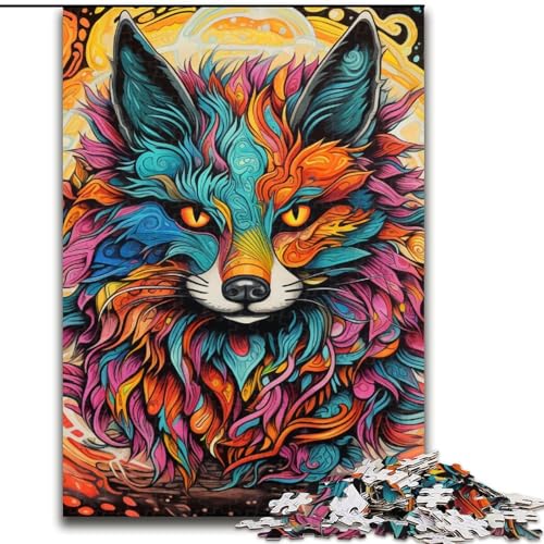 Puzzle 1000 Teile, Jigsaw Art Fox Puzzle aus Holz, Eltern, Liebhaber, Freunde – Alter ab 10 Jahren, 1000 Teile(50x75cm) von XHAXING