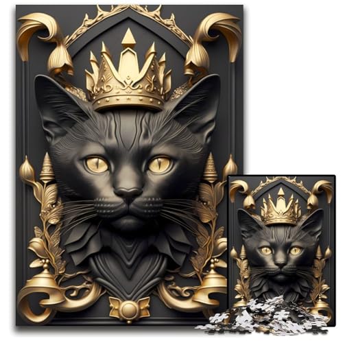 Puzzle 1000 Teile, Katze, Goldenes Art-Deco-Puzzle für Erwachsene, Eltern, Partner, Freunde – ab 14 Jahren, 26x38cm Puzzle 1000 Teile, Katze, Goldenes Art-Deco-Puzzle für Erwachsene, Eltern, Partner, Freunde – ab 14 Jahren, 26x38cm von XHAXING