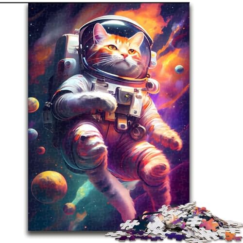 Puzzle 1000 Teile, Katzen-Astronaut im Weltraum, Puzzle aus Pappe, anspruchsvolles Denkspiel für Teenager, unterhaltsames interaktives Spiel für die ganze Familie, 1000 Teile(26x38cm) von XHAXING
