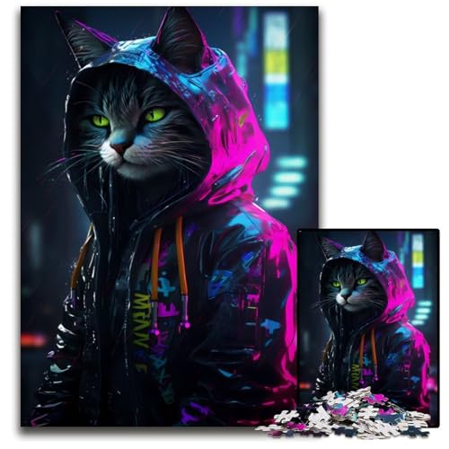 Puzzle 1000 Teile, Katzen-Neonkunst, Puzzle für Erwachsene, Eltern, Partner, Freunde – ab 14 Jahren, 26x38cm Puzzle 1000 Teile, Katzen-Neonkunst, Puzzle für Erwachsene, Eltern, Partner, Freunde – ab 14 Jahren, 26x38cm von XHAXING