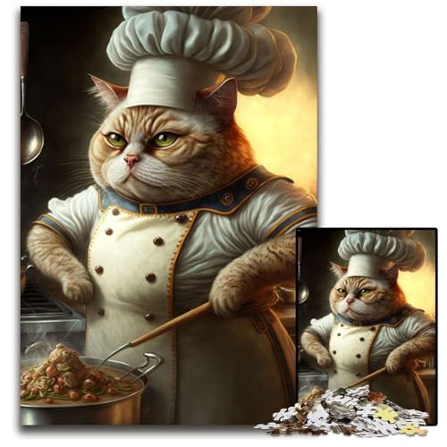 Puzzle 1000 Teile, Koch-Katzen-Puzzle für Erwachsene, Eltern, Partner, Freunde – ab 14 Jahren, 26x38cm Puzzle 1000 Teile, Koch-Katzen-Puzzle für Erwachsene, Eltern, Partner, Freunde – ab 14 Jahren, 26x38cm von XHAXING