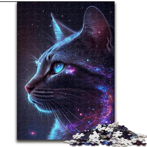 Puzzle 1000 Teile, Kosmischer Nebel, Katzen-Puzzle aus Holz, geeignet für Geburtstage, Halloween, Thanksgiving, Ostern, 1000 Stück(50x75cm) von XHAXING