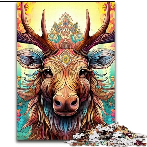 Puzzle 1000 Teile, Kunst-Elch-Puzzle aus Holz, Denkspiel, interaktives Familienspiel, geeignet für Kinder ab 10 Jahren, 1000 Teile(50x75cm) von XHAXING