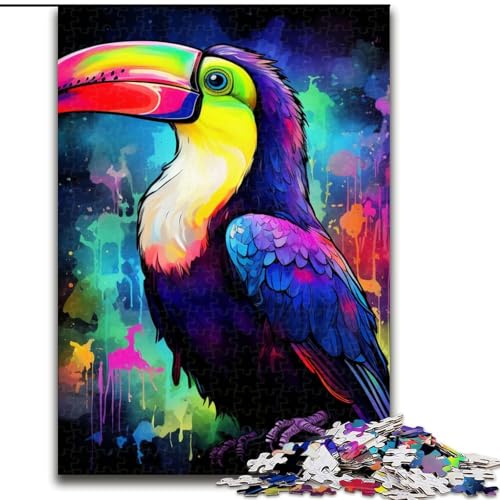 Puzzle 1000 Teile, Kunst-Tukan-Puzzle aus Pappe, Entspannung und Herausforderung, farbenfrohe Kunst zur Heimdekoration, Freunde, 1000 Teile(26x38cm) von XHAXING