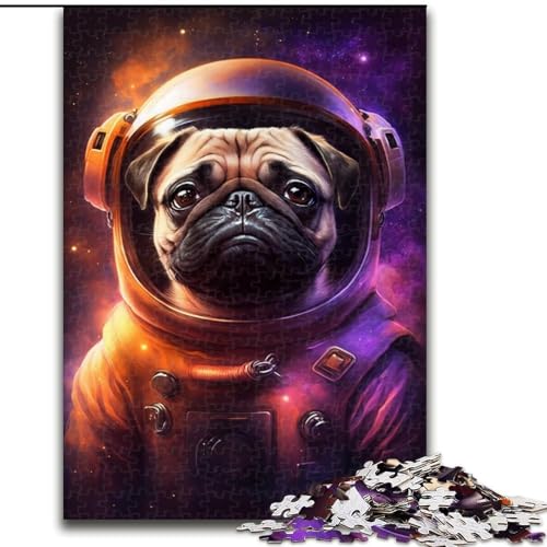 Puzzle 1000 Teile, MSpace Astronaut Pug Puzzles aus Holz, anspruchsvolles Denkspiel für Teenager, unterhaltsames interaktives Spiel für die ganze Familie, 1000 Teile(50x75cm) von XHAXING