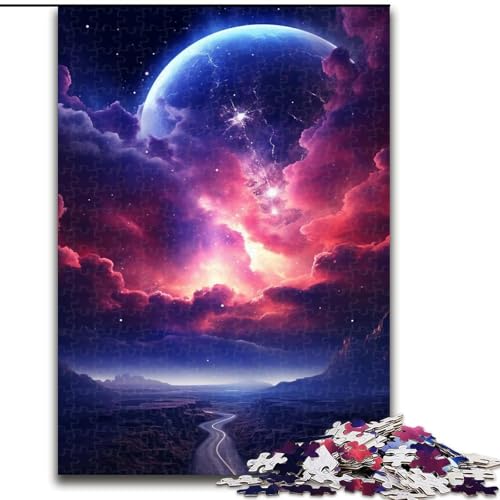 Puzzle 1000 Teile, Neon-Alien-Landschaftspuzzle aus Pappe, Denkspiel, interaktives Familienspiel, geeignet für Kinder ab 10 Jahren, 1000 Teile(26x38cm) von XHAXING