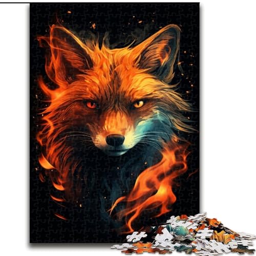 Puzzle 1000 Teile, Neon Fox Puzzle aus Holz, Eltern, Partner, Freunde – Alter ab 10 Jahren, 1000 Teile(50x75cm) von XHAXING