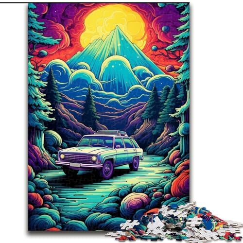 Puzzle 1000 Teile, Neonauto in der Natur, Puzzle aus Pappe, anspruchsvolles Denkspiel für Teenager, perfekt als Heimdekoration oder Geschenk, 1000 Teile(26x38cm) von XHAXING
