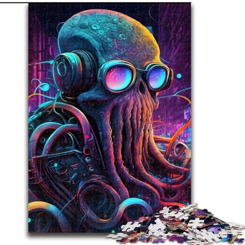 Puzzle 1000 Teile, Oktopus-Punk-Puzzle aus Holz, Weihnachten, Halloween, Ostern, Neujahr, 1000 Teile(50x75cm) von XHAXING