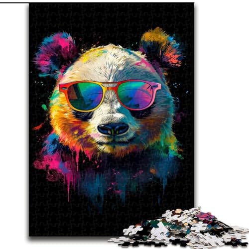 Puzzle 1000 Teile, Panda mit Sonnenbrille, Puzzle aus Pappe, Eltern, Partner, Freunde – Alter ab 10 Jahren, 1000 Teile(26x38cm) von XHAXING