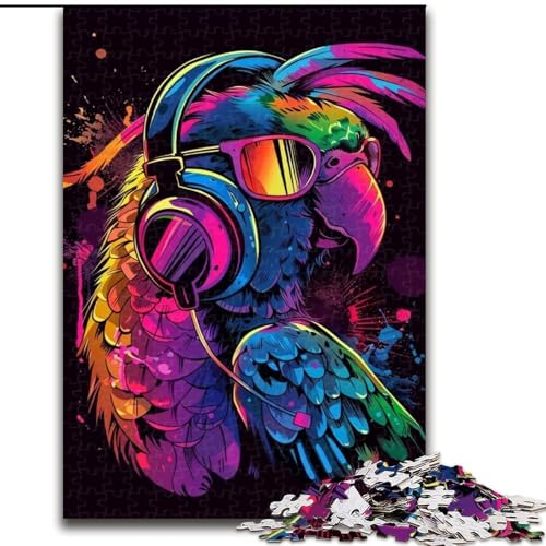 Puzzle 1000 Teile, Papagei mit Sonnenbrille, Puzzle aus Holz, Eltern, Partner, Freunde – Alter ab 10 Jahren, 1000 Teile(50x75cm) von XHAXING