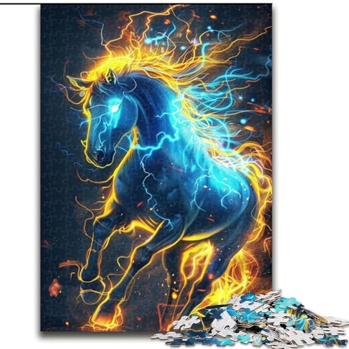 Puzzle 1000 Teile, Pferde mit Blitz, Puzzle aus Holz, Eltern, Partner, Freunde – Alter ab 10 Jahren, 1000 Teile(50x75cm) von XHAXING