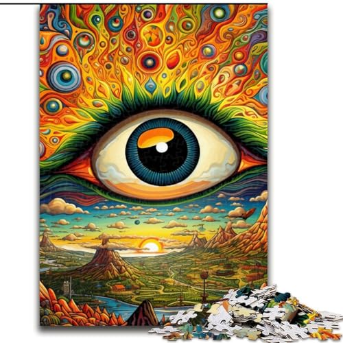 Puzzle 1000 Teile, Psychedelic Eyes, Puzzle aus Holz, Eltern, Partner, Freunde – Alter ab 10 Jahren, 1000 Teile(50x75cm) von XHAXING