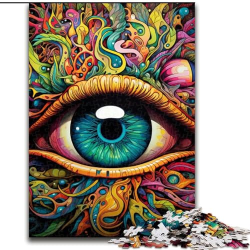Puzzle 1000 Teile, Psychedelic Eyes, Puzzle aus Holz, Eltern, Partner, Freunde – Alter ab 10 Jahren, 1000 Teile(50x75cm) von XHAXING