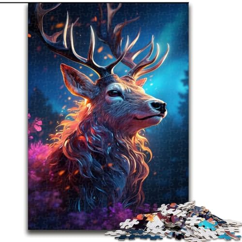 Puzzle 1000 Teile, Psychedelic Fantasy Deer, Puzzle aus Holz, Gehirn-Herausforderungsgeschenk, pädagogische Aktivität für Teenager, 1000 Teile(50x75cm) von XHAXING