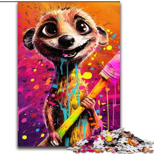 Puzzle 1000 Teile, Psychedelisches Erdmännchen-Puzzle aus Holz, Denkspiel, Interaktives Familienspiel, Geeignet für Kinder ab 10 Jahren, 1000 Teile(50x75cm) von XHAXING