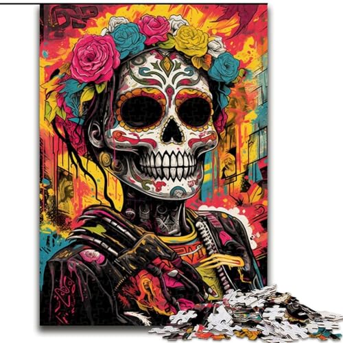 Puzzle 1000 Teile, Psychedelisches Totenkopf-Puzzle aus Holz, Denkspiel, Interaktives Familienspiel, Geeignet für Kinder ab 10 Jahren, 1000 Teile(50x75cm) von XHAXING