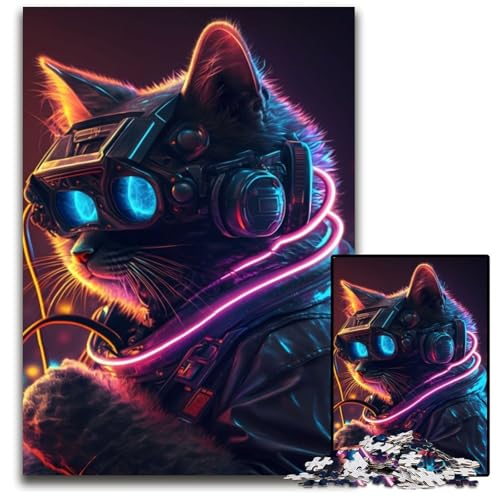 Puzzle 1000 Teile, Punk-Mensch-Katze-Puzzle für Erwachsene, perfekt für Familienspaß, Partyspiele, Geburtstagsparty-Geschenke, 50x75cm Puzzle 1000 Teile, Punk-Mensch-Katze-Puzzle für Erwachsene, perfekt für Familienspaß, Partyspiele, Geburtstagsparty-Geschenke, 50x75cm von XHAXING