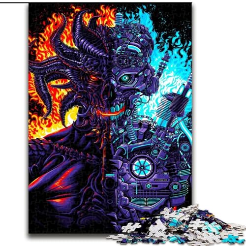 Puzzle 1000 Teile, Roboter gegen Dämon, Puzzle aus Pappe, anspruchsvolles Denkspiel für Teenager, unterhaltsames interaktives Spiel für die ganze Familie, 1000 Teile(26x38cm) von XHAXING