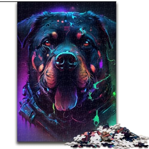 Puzzle 1000 Teile, Rottweiler-Hunde-Puzzle aus Holz, Weihnachten, Halloween, Ostern, Neujahr, 1000 Teile(50x75cm) von XHAXING