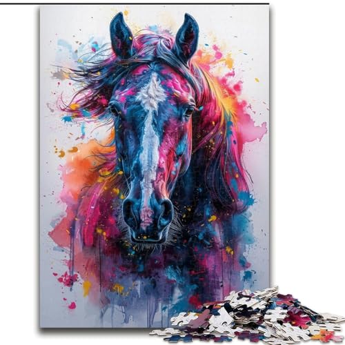 Puzzle 1000 Teile, Schöne Pferde, Puzzle aus Holz, Eltern, Partner, Freunde – Alter ab 10 Jahren, 1000 Teile(50x75cm) von XHAXING