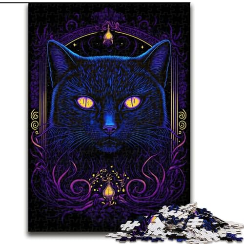 Puzzle 1000 Teile, Schwarzlicht-Katzen-Puzzle aus Holz, ideal als Dekoration für Zuhause und Büro, Geburtstag, 1000 Teile(50x75cm) von XHAXING