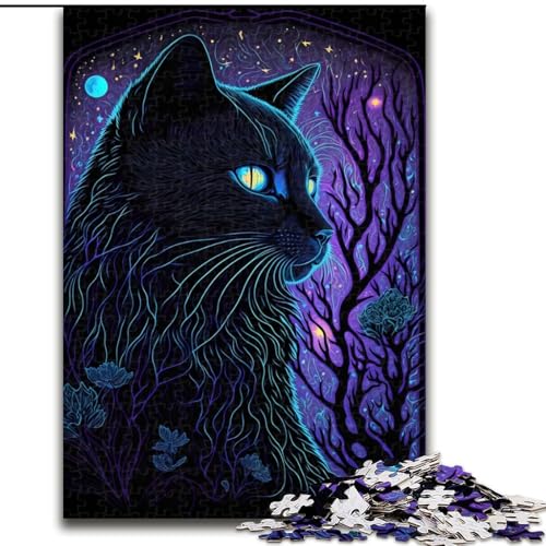 Puzzle 1000 Teile, Schwarzlicht-Katzen-Puzzle aus Pappe, anspruchsvolles Denkspiel für Teenager, unterhaltsames interaktives Spiel für die ganze Familie, 1000 Teile(26x38cm) von XHAXING