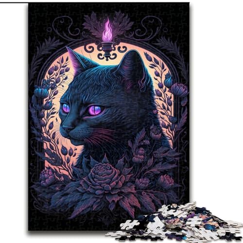 Puzzle 1000 Teile, Schwarzlicht-Katzen-Puzzle aus Pappe, ideal als Dekoration für Zuhause und Büro, Geburtstag, 1000 Teile(26x38cm) von XHAXING