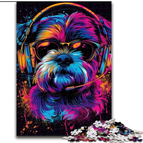 Puzzle 1000 Teile, Shih Tzu Neon, aus Pappe, perfekt für Teenager und Sammler, ideale Heimdekoration und Reisegeschenk, 1000 Teile(26x38cm) von XHAXING