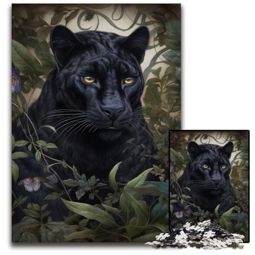Puzzle 1000 Teile, skurriler schwarzer Panther, Holzpuzzle für Erwachsene, Teenager, Paare und Freunde zum Geburtstag, Weihnachten, 50x75cm Puzzle 1000 Teile, skurriler schwarzer Panther, Holzpuzzle für Erwachsene, Teenager, Paare und Freunde zum Geburtstag, Weihnachten, 50x75cm von XHAXING