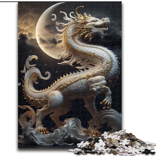 Puzzle 1000 Teile, Tapferer Drache, Puzzle aus Holz, kompliziertes Design für Teenager, DIY-Dekor und gehirnfördernder Spaß, 1000 Teile(50x75cm) von XHAXING