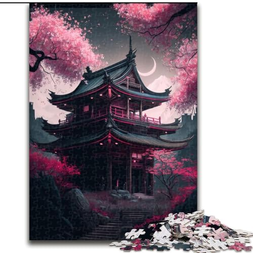 Puzzle 1000 Teile, Tempelpuzzle im japanischen Stil, aus Pappe, kompliziertes Design für Teenager, DIY-Dekor und gehirnfördernder Spaß, 1000 Teile(26x38cm) von XHAXING