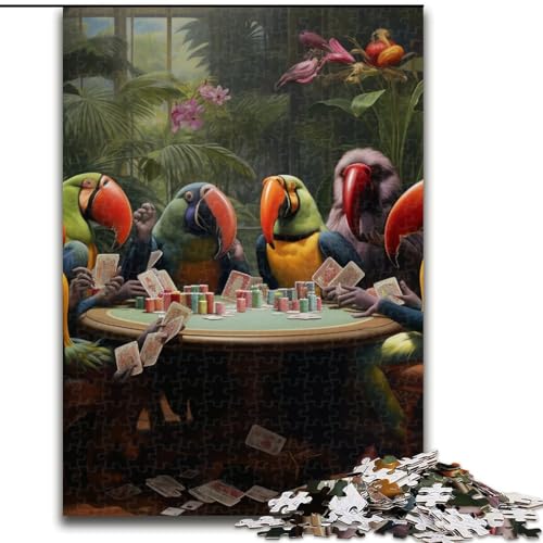 Puzzle 1000 Teile, Tiere Spielen Poker, Puzzle aus Holz, ideal für die Dekoration zu Hause und im Büro, Geburtstag, 1000 Teile(50x75cm) von XHAXING