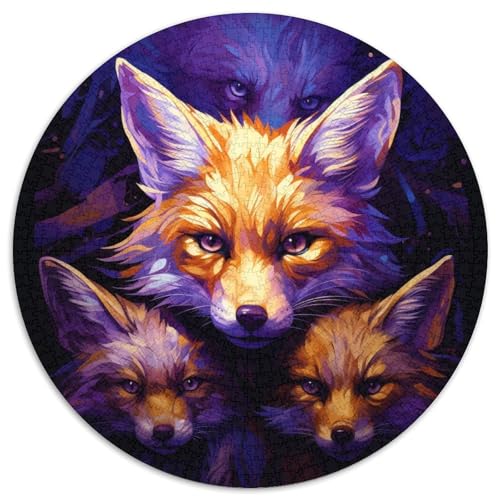 Puzzle 1000 Teile, Tierfüchse, rund, interaktives Familienspiel, Heimdekoration zum Selbermachen, anspruchsvolles Denksportgeschenk (67,5 x 67,5 cm) von XHAXING
