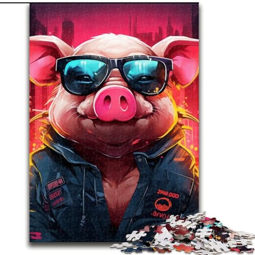 Puzzle 1000 Teile, Tierkunst, Schweine-Puzzle aus Holz, Weihnachten, Halloween, Ostern, Neujahr, 1000 Teile(50x75cm) von XHAXING