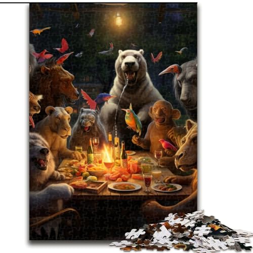 Puzzle 1000 Teile, Tierparty-Puzzle aus Pappe, anspruchsvolles Denkspiel für Teenager, unterhaltsames interaktives Spiel für die ganze Familie, 1000 Teile(26x38cm) von XHAXING