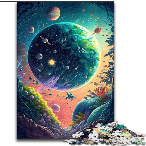 Puzzle 1000 Teile, Verrückte Weltraumlandschaft, Puzzle aus Pappe, anspruchsvolles Denkspiel für Teenager, unterhaltsames interaktives Spiel für die ganze Familie, 1000 Teile(26x38cm) von XHAXING