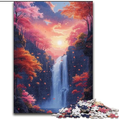 Puzzle 1000 Teile, Wasserfälle im Herbst, Puzzle aus Holz, Eltern, Partner, Freunde – Alter ab 10 Jahren, 1000 Teile(50x75cm) von XHAXING