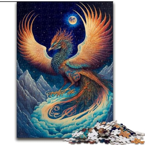 Puzzle 1000 Teile, Wunderschönes Phönix-Puzzle aus Holz, Eltern, Partner, Freunde – Alter ab 10 Jahren, 1000 Teile(50x75cm) von XHAXING