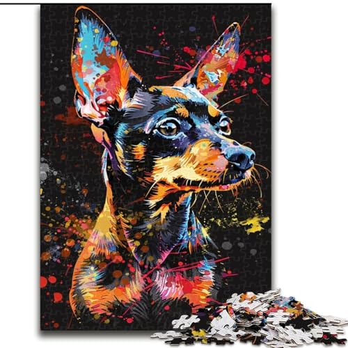 Puzzle 1000 Teile, Zwergpinscher-Hund, Kunst-Puzzle aus Pappe, Weihnachten, Halloween, Ostern, Neujahr, 1000 Teile(26x38cm) von XHAXING