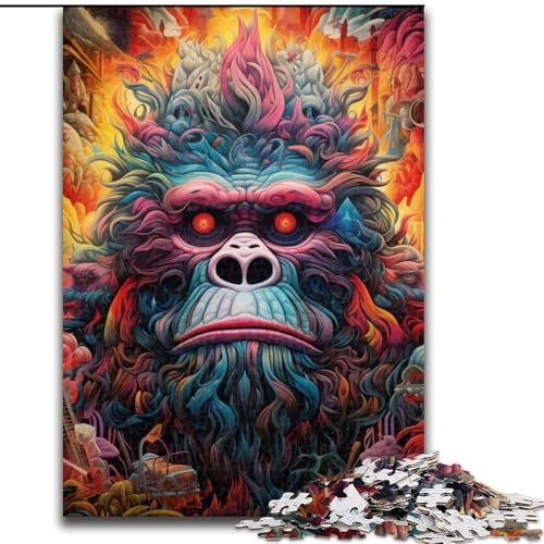 Puzzle 1000 Teile, buntes Affenpuzzle aus Pappe, Denkspiel, interaktives Familienspiel, geeignet für Kinder ab 10 Jahren, 1000 Teile(26x38cm) von XHAXING