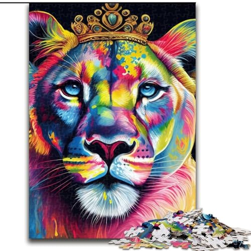 Puzzle 1000 Teile, buntes Löwin-Gesicht, Puzzle aus Pappe, Weihnachten, Halloween, Ostern, Neujahr, 1000 Teile(26x38cm) von XHAXING