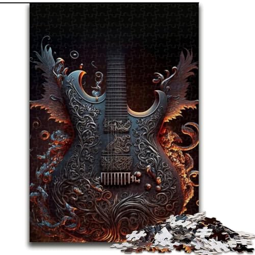 Puzzle 1000 Teile, farbenfrohe Kunstgitarren-Puzzles aus Holz, Familienbindungsaktivität, Heimdekorationsgeschenk, Familienspielzeugspiel, 1000 Teile(50x75cm) von XHAXING
