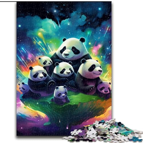Puzzle 1000 Teile, farbenfrohes Panda-Kunstpuzzle aus Holz, Denksportspiel, interaktives Familienspiel, geeignet für Kinder ab 10 Jahren, 1000 Teile(50x75cm) von XHAXING